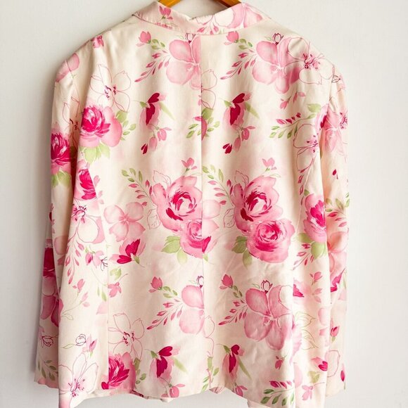 Talbots Floral SILK White Pink Blazer 22W PLUS SIZE - Picture 7 of 7
